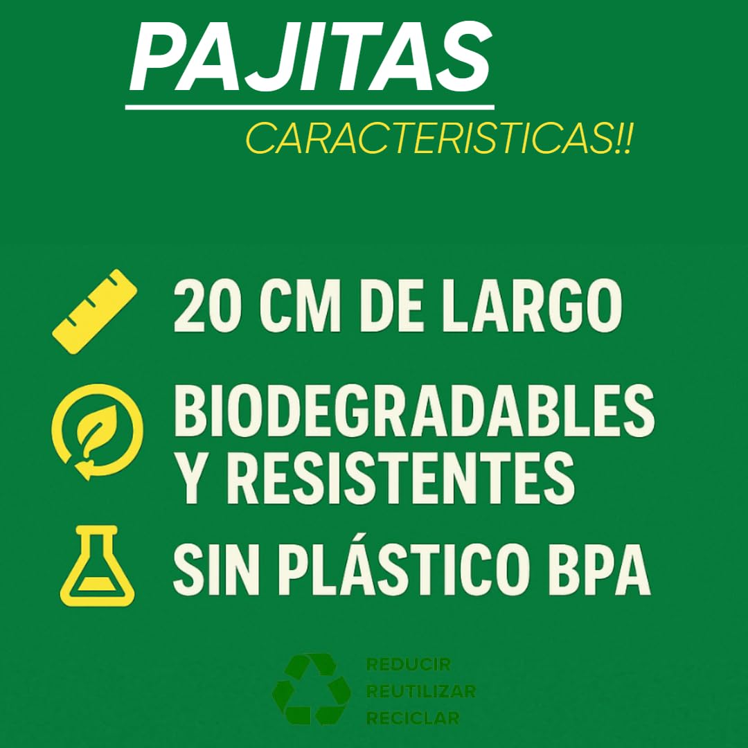Pajitas de Papel Biodegradable, 20cm. Desechables, ecológicas y compostables. Comprometida con el medio ambiente.… (3000)