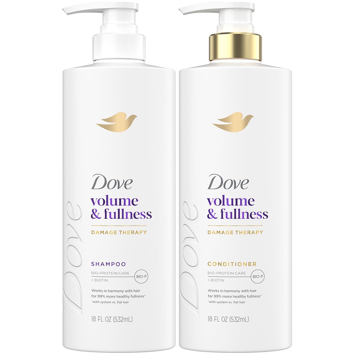 Dove Shampoo and Conditioner Set, Volume & Fullness – Daily Volumizing Hair Care Formula Infused with Collagen, 18 Oz Ea Dove Shampoo and Conditioner Set, Volume & Fullness – Daily Volumizing Hair Care Formula Infused with Collagen, 18 Oz Ea