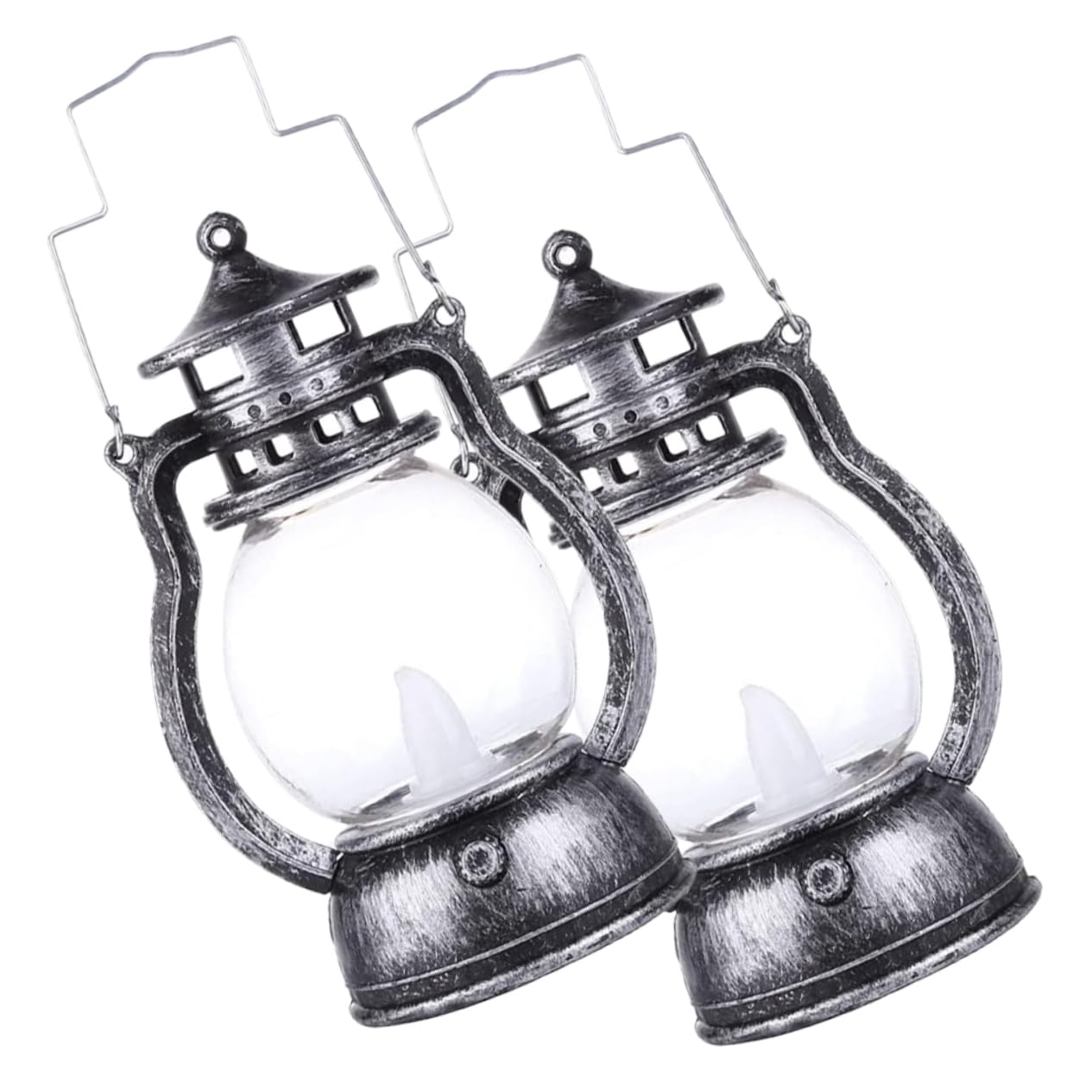TEHAUX 2Pcs Vintage LED Kerosene Lamp Antique Style Handles No Battery Required for Halloween Home Decor Elegant Durable LED Lanterns for Indoor Outdoor Use
