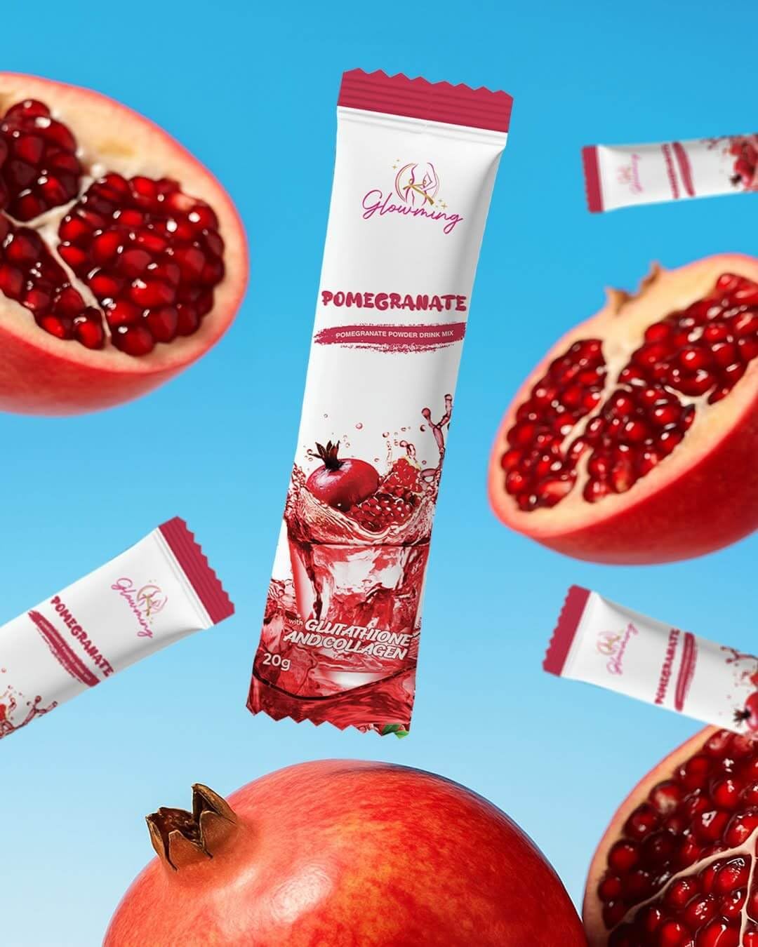 Amazon.com : Glowming Pomegranate Powder Drink Mix with Glutathione &  Collagen