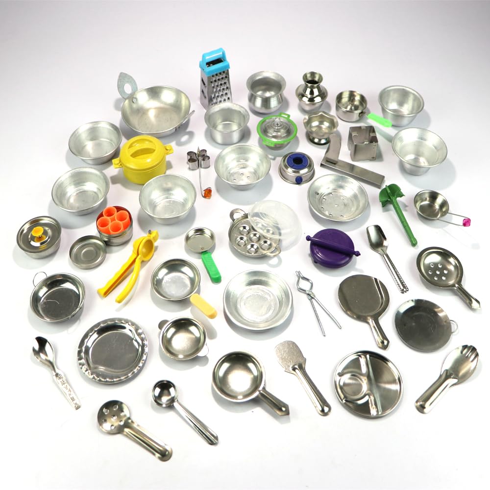 45 Pieces - Miniature Kitchen Set, Mini Kitchen Set, Kitchen Set for Kids Girls, Real Cooking Kit for Play, Steel Kitchen Set for Girls, Choppu Jaman, Miniature Cooking Set (Pack - 45) (B0B722RHHV) Amazon Price History, Amazon Price Tracker