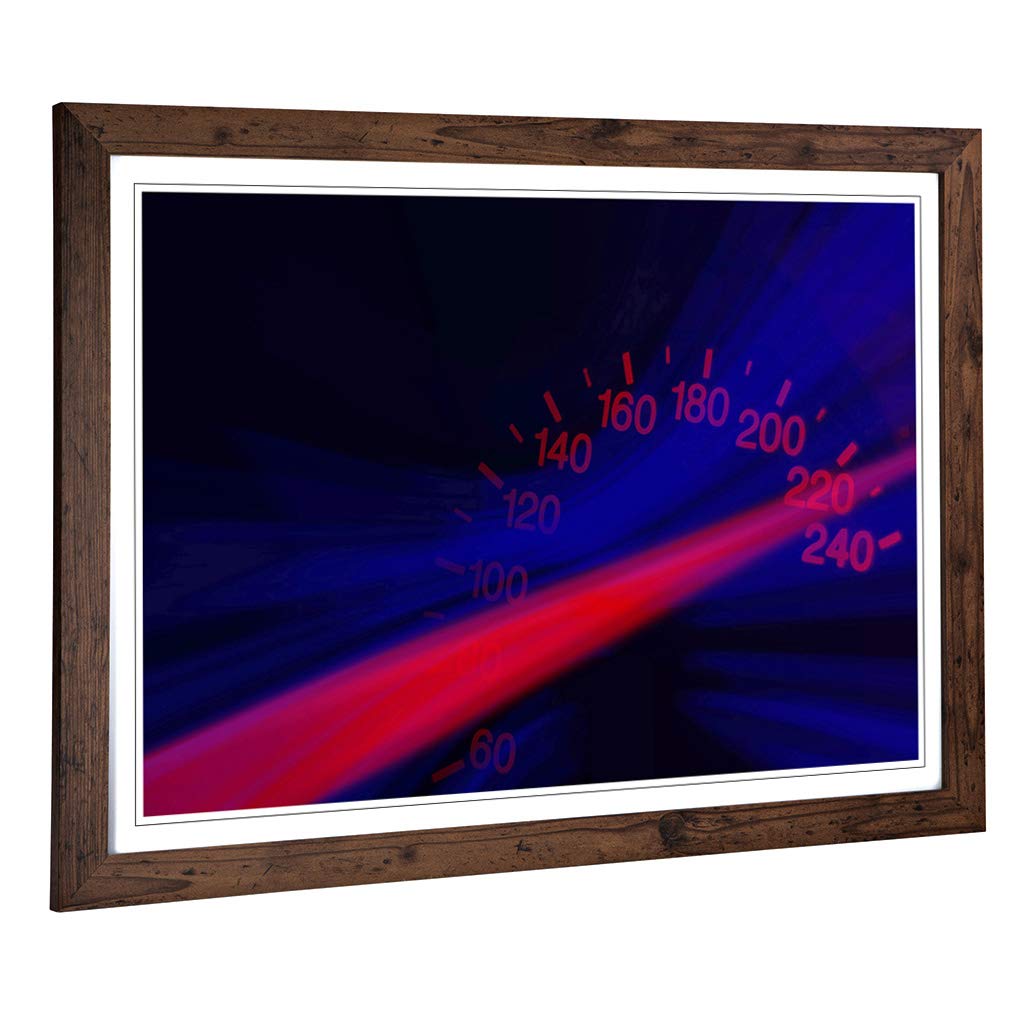 Big Box Art Framed Print of Speedometer MPH (2) Design | Wall Art Picture | Home Decor for Kitchen, Living, Dining Room, Lounge, Bedroom, Hallway, Office, Walnut, A2 / 24.5x18 Inch / 62x45cm