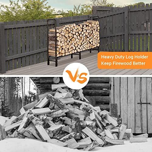 Tlgreen Firewood Rack Stand 4Ft Steel Firewood Log Holder For Fireplace, Indoor Outdoor Metal Log Holder Stand, Black #TOP2