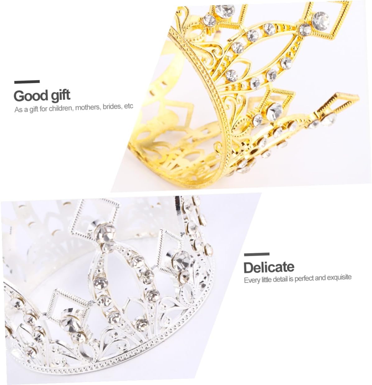 2pcs Alloy Birthday Cake Crown Decoration for Party, Non-edible Chic Cake Topper Set, Color Random Random Color