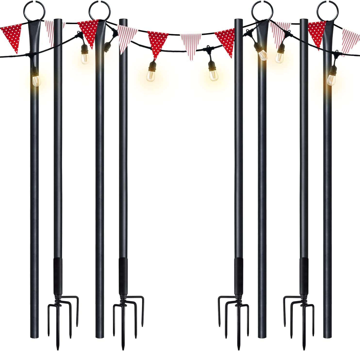 Surnie 4 Packs Outdoor String Light Pole 8.6ft Metal