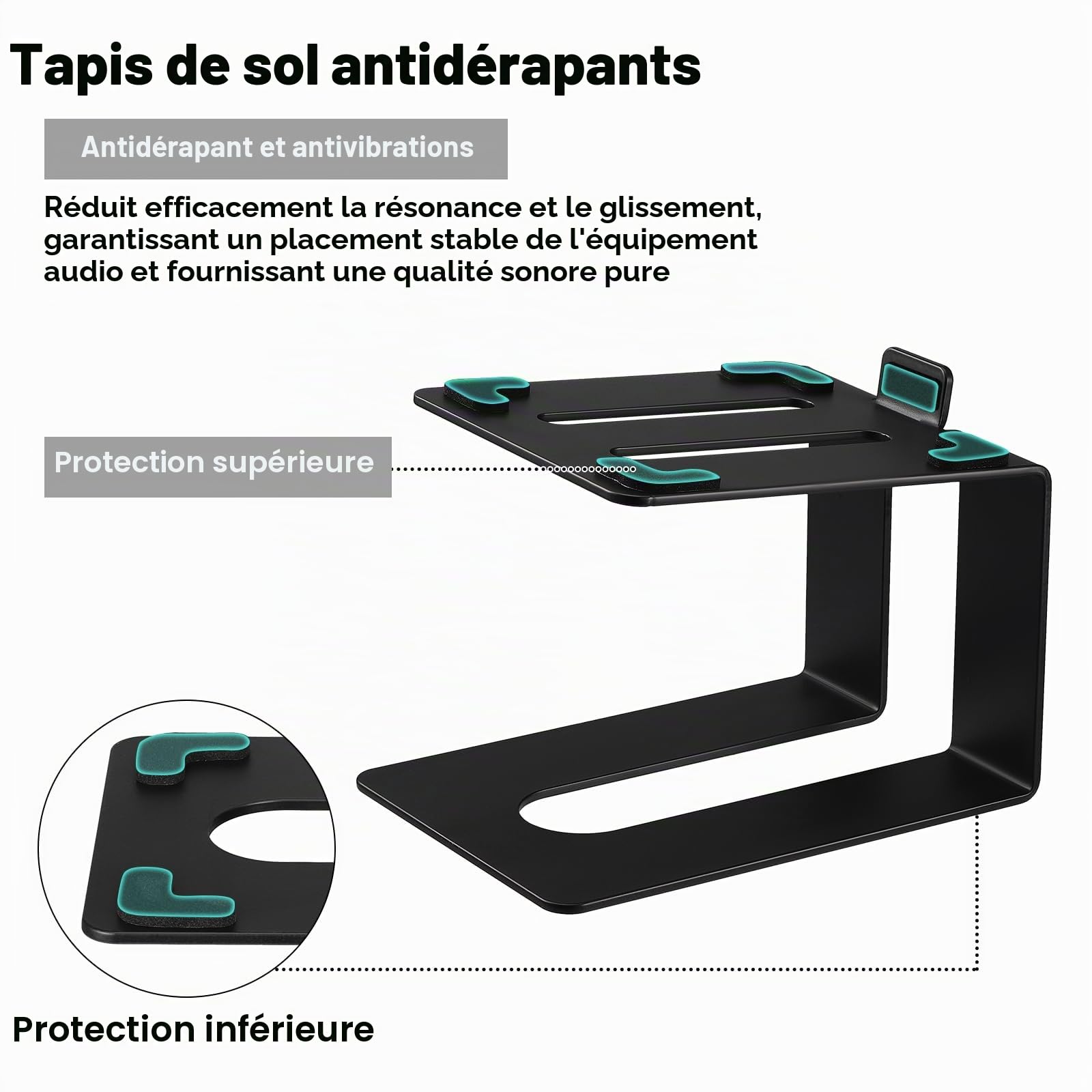 2 Supports de Haut-Parleurs de Bureau, Support de Moniteur de Studio Professionnel Anti-Vibration, Capacité de Charge 20kg par Supports d'Enceintes de Bureau Pieds Enceintes, Inclinée 5°（B）