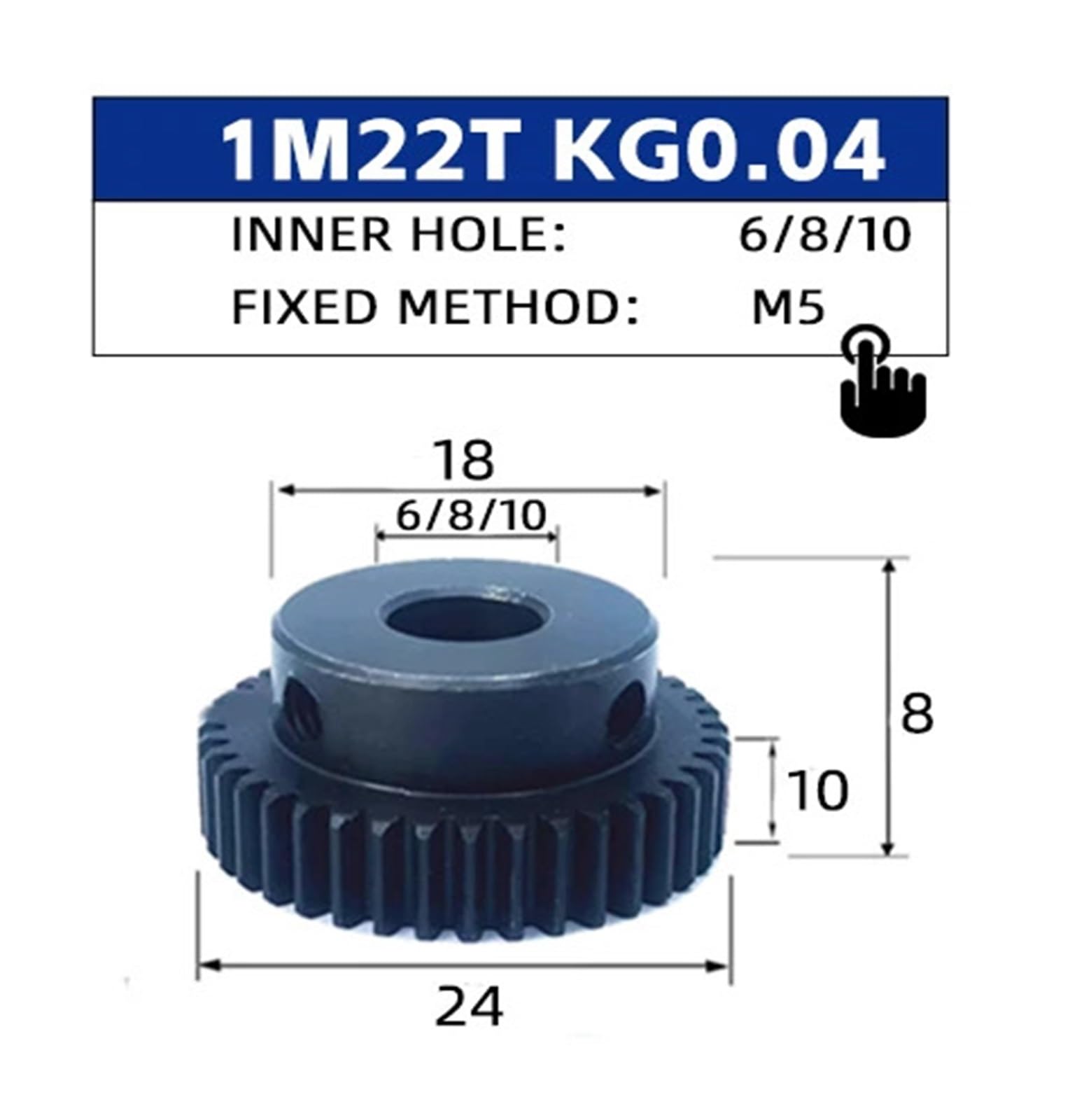 Engranaje Recto Acero Al Carbono Metal | Engranaje impulsor del motor 22T de diámetro múltiple(10mm,9pcs 1M 22 Teeth)