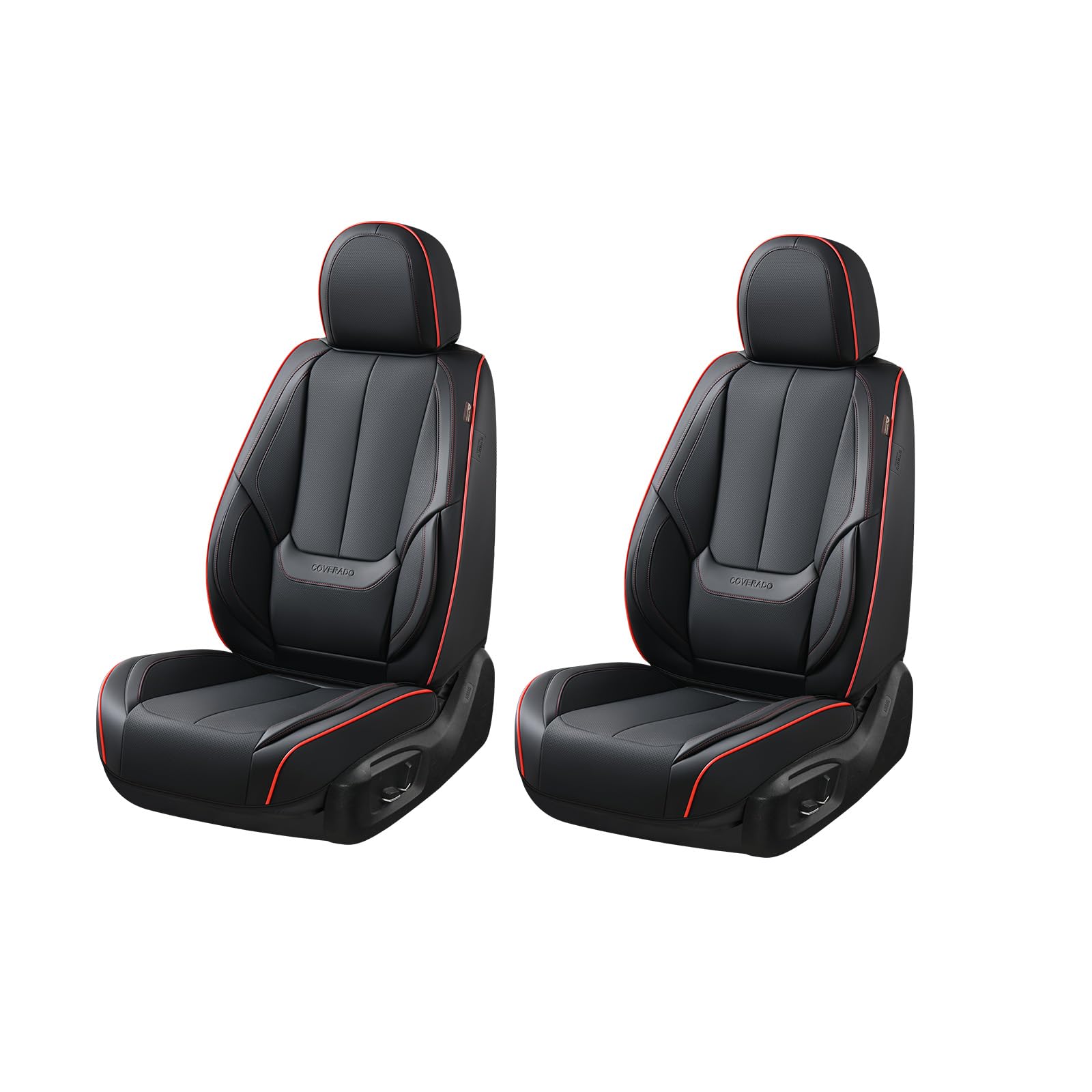 Coverado Seat Covers, Car Seat Covers Front Seats, Car Seat Cover, Car Seat Protector Waterproof, Car Seat Cushion Nappa Leather, BlackRed Seat Covers Carseat Cover Universal Fit for Most Cars