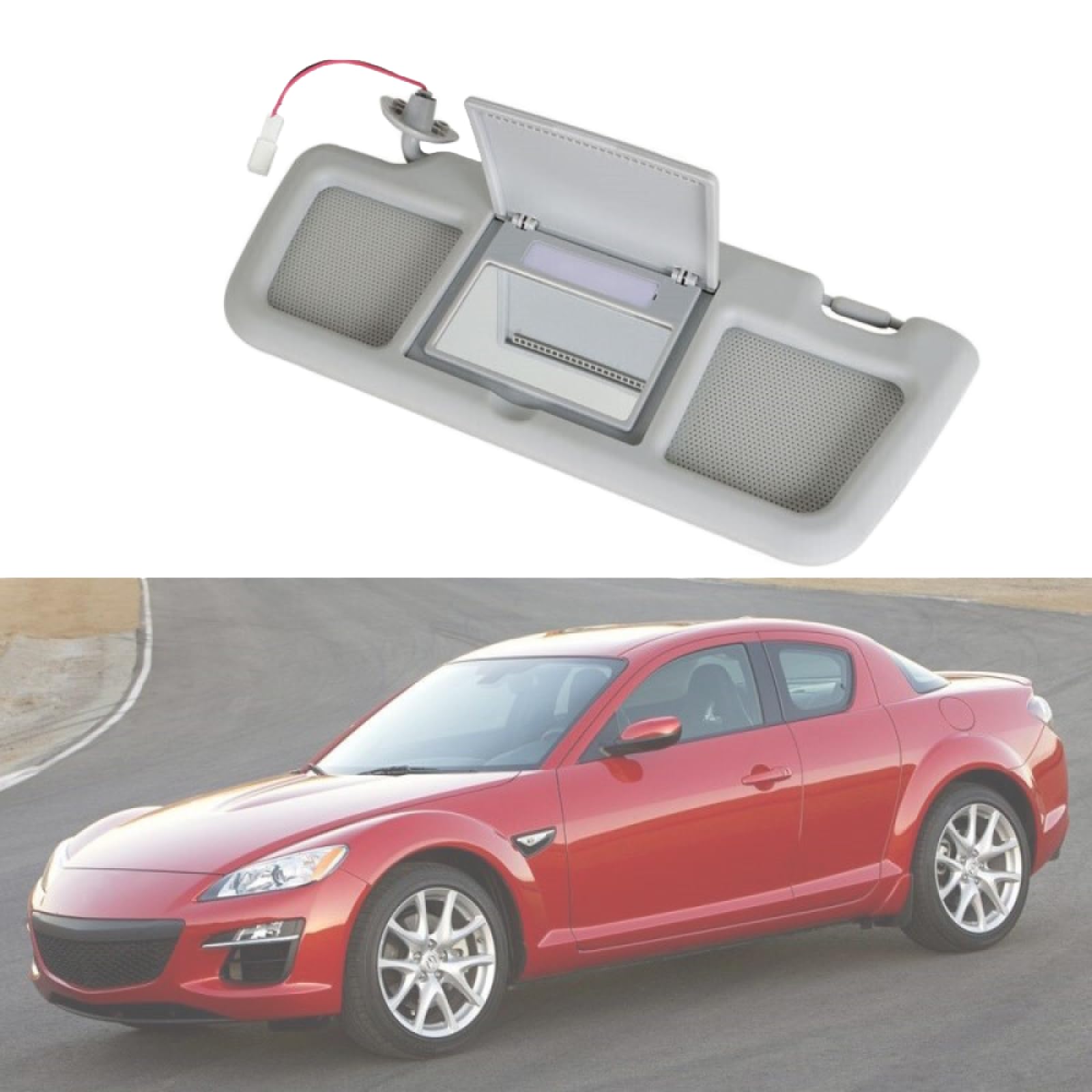 Labwork Left Driver Side Sun Visor For Mazda RX-8 2004-2011 – With Light, Grey