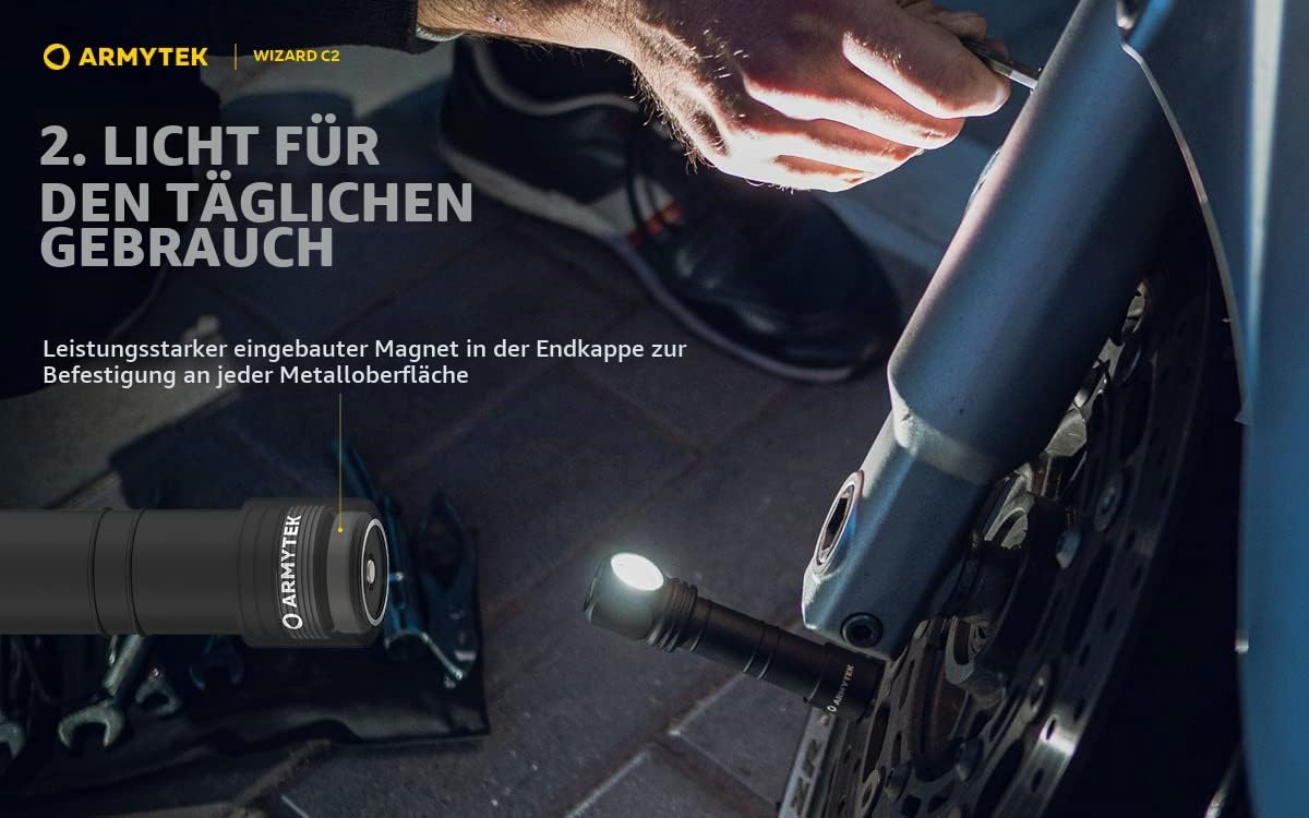 Armytek Neu Stirnlampe Wizard C2 v4 Kaltweiß 1200 Lumen LED Taschenlampe Magnet USB Aufladbarer