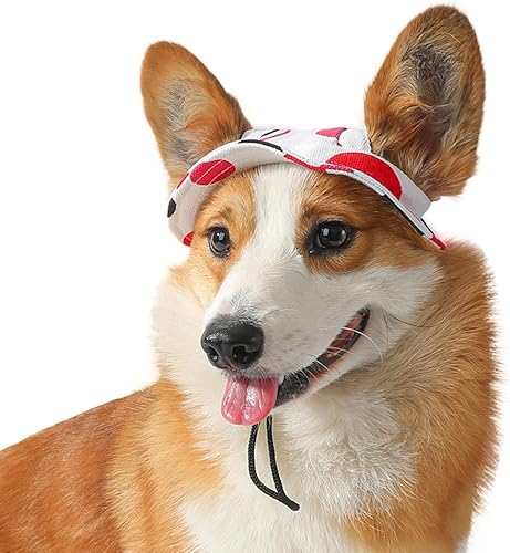 Miniatura 6 de Sombrero de princesa de ala redonda con visera para mascotas, sombrero poroso de malla para perro con agujeros para las orejas para perros pequeños,