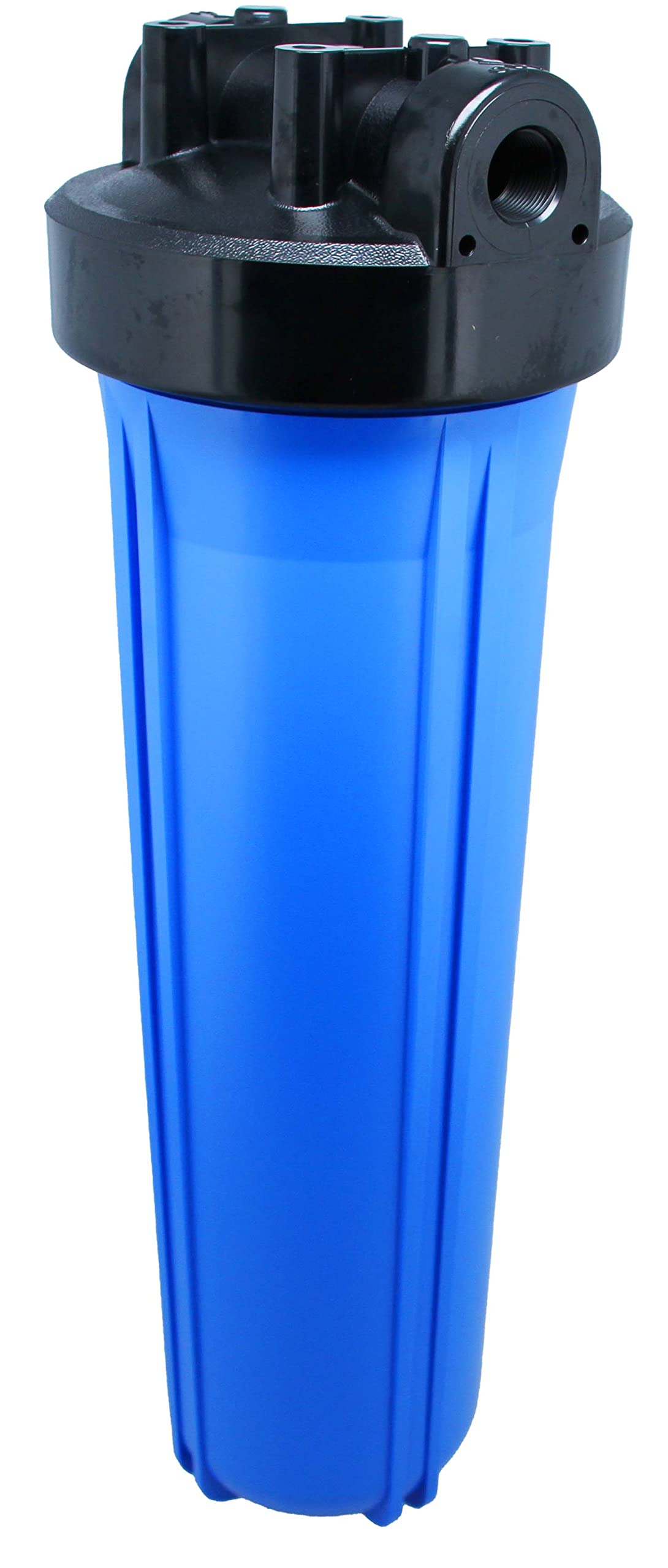 Alloggiamento filtro Neo-Pure nero/blu da 50,8 cm | coppa blu con tappo nero | Nessuna riduzione della pressione o tappo standard | Connessione NPT da 1 pollice | Alloggiamento durevole di filtrazione