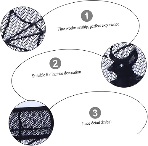 Miniatura 6 de Hemoton Juego de 3 piezas de bandera, patrón de telaraña, suministros de tela de araña, cenefa de terror, pantalla de puerta de Halloween, mantel de