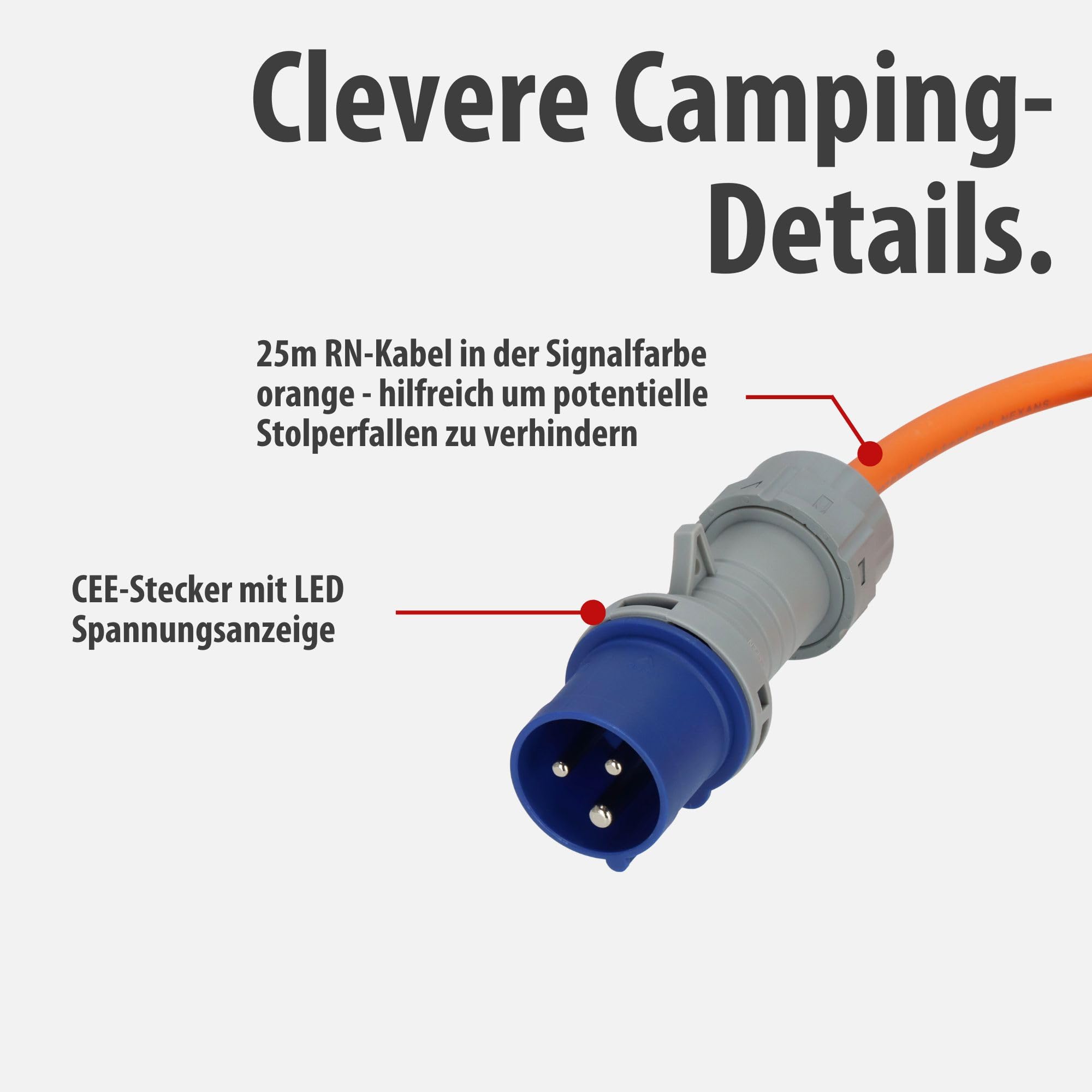 Brennenstuhl CEE 230V Camping-Verlängerungskabel 25m LED Spannungsanzeige H07RN-F 3G2,5 IP44