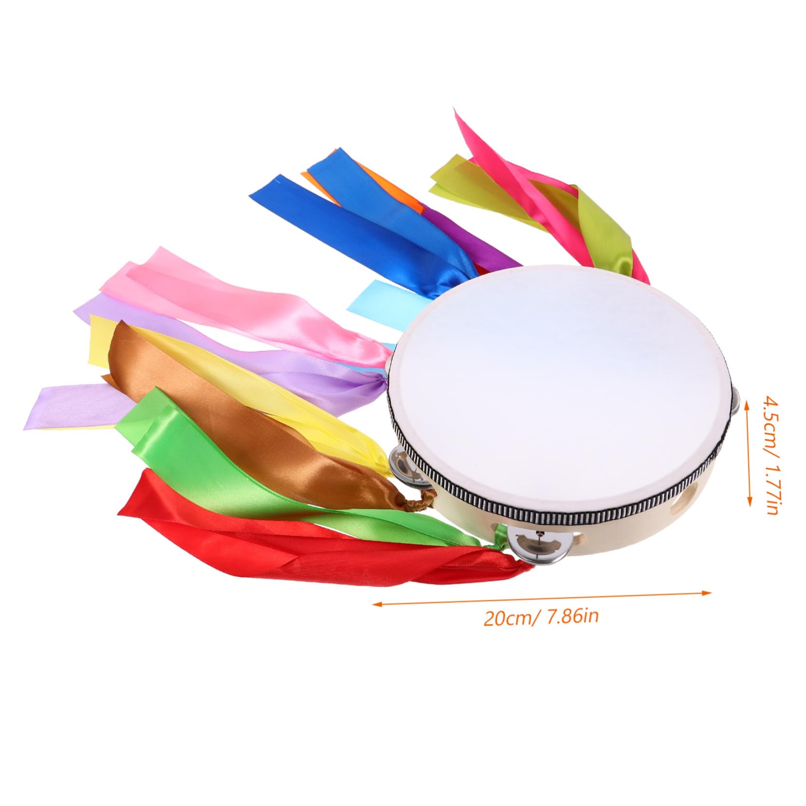 GOOHOCHY Hand Held Tambourine with Ribbons Percussion Instrument for Dance Performances Sports Events Music Activities Durable Design