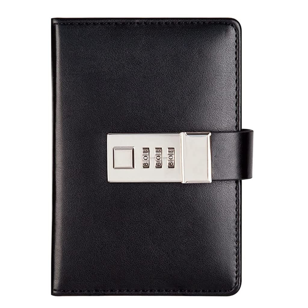 BmxauZ Squisito taccuino A7 con blocco password semplice e alla moda: ideale per uso studentesco e professionale, perfetto per riunioni in ufficio, appunti aziendali e viaggi, portatile ed eleganteA