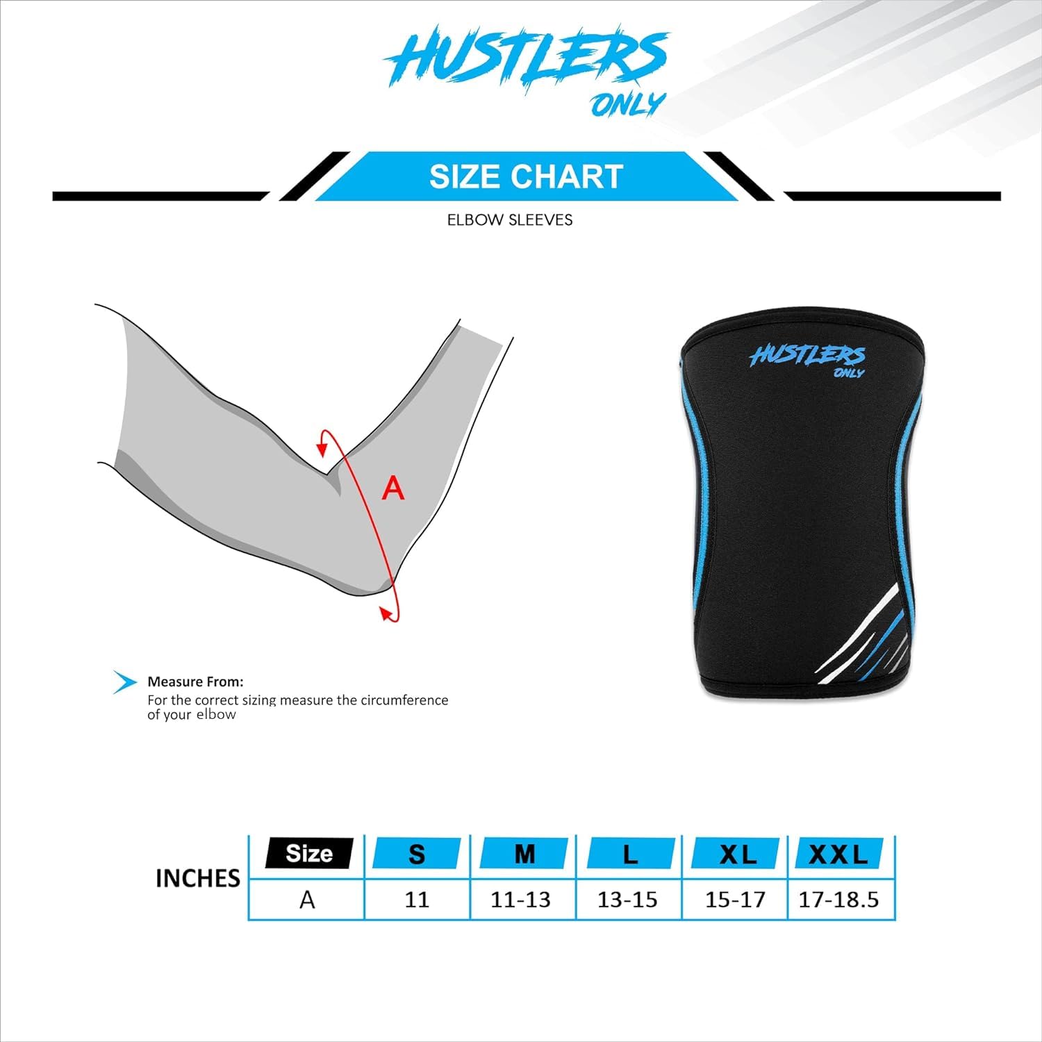 Hustlers Only Gomiti per sollevamento pesi 7 mm in neoprene a compressione per gomito per sollievo immediato dal dolore alle articolazioni e gomiti per allenamento in palestra, powerlifting (L, nero)