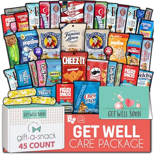 Gift A Snack - Get Well Soon Snack Box Variety Pack Care Package + Greeting Card (45...