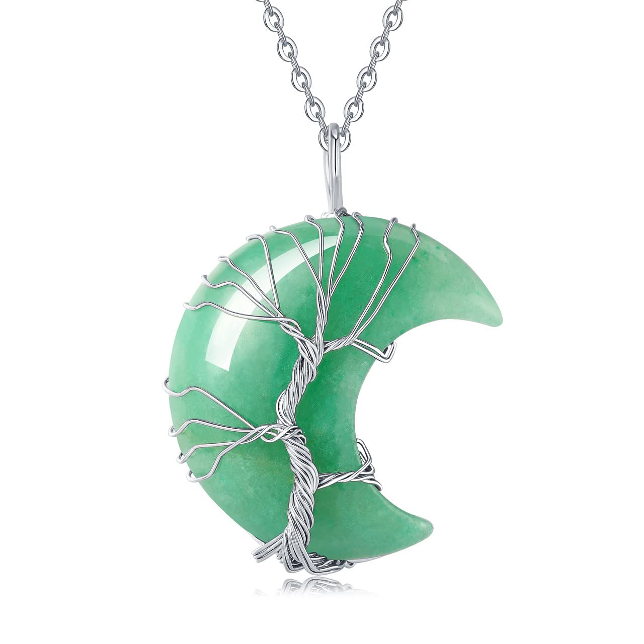 XIANNVXI Tree of Life Wire Wrapped Crescent Moon Pendant Necklace Reiki Healing Crystal Stone Green Aventurine Necklaces Natural Gemstone Quartz Jewelry for Women (B089GZ6L3G) Amazon Price History, Amazon Price Tracker