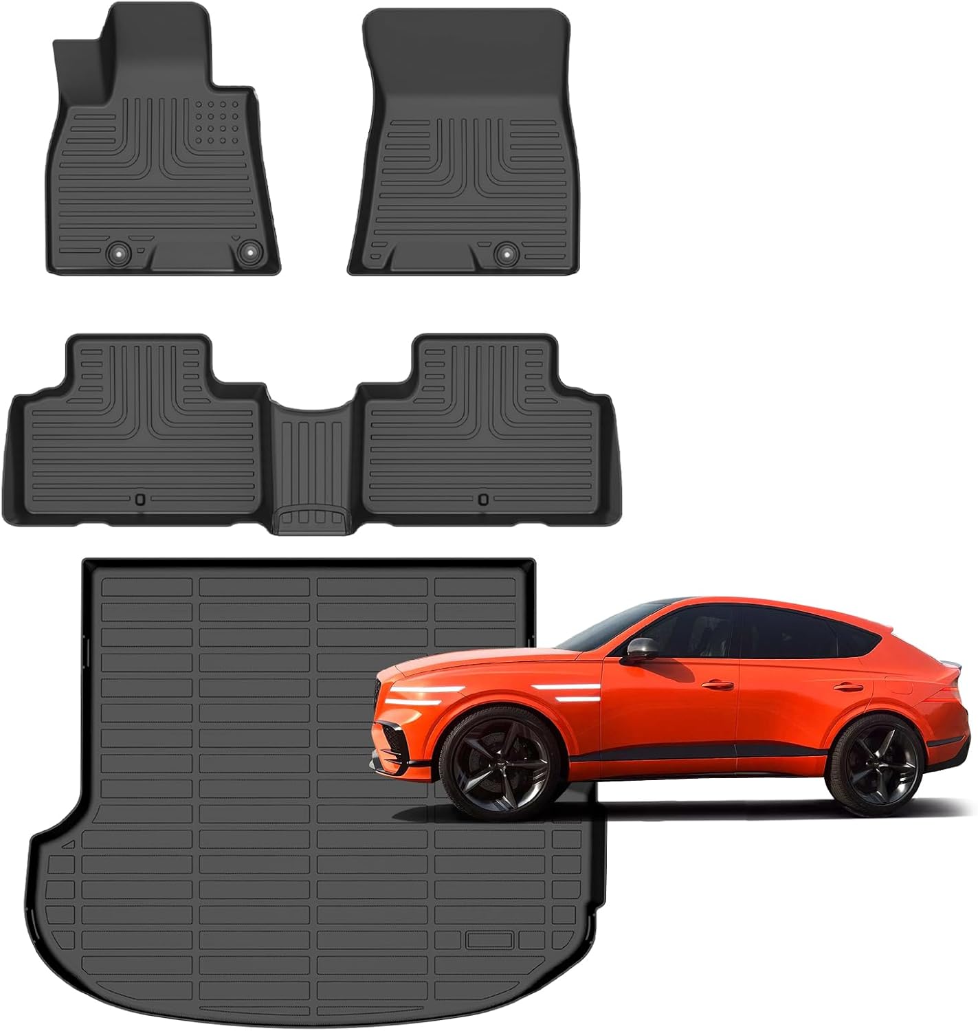 Floor Mats for Genesis GV80 2026-2021(Only fit 5 Seats),All Weather Protection Anti-Slip Waterproof Car Mats Full Set Custom Fit for GV80 Accessories,Black 68)For GV80 2021-2024 Set