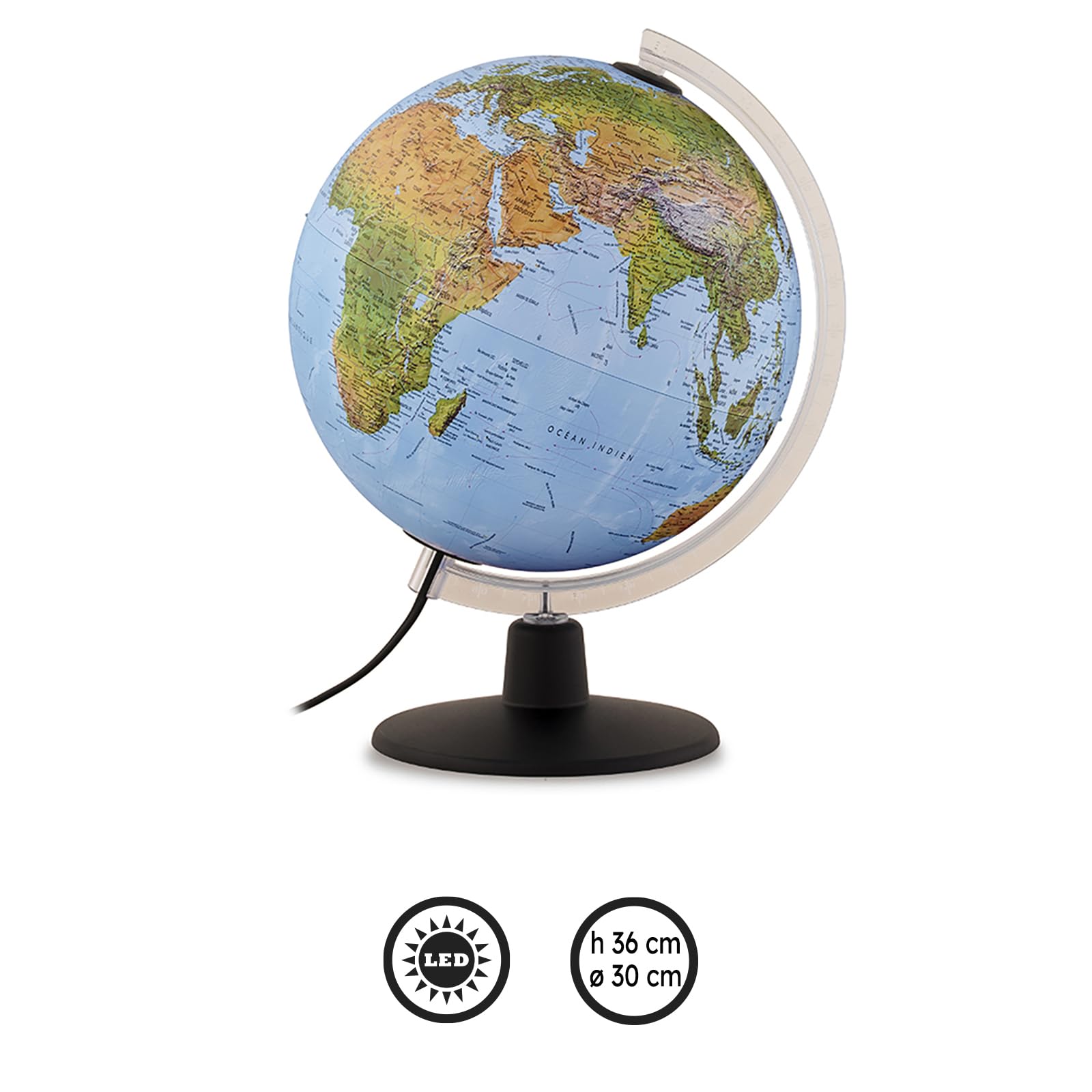 Tecnodidattica - GAIA 25 AR | Globe lumineux interactif avec réalité augmentée | Détails naturels et culture humaine | Cartographie physique et politique | Diamètre 25 cm