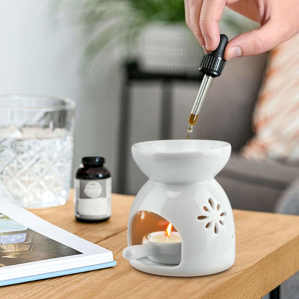 Photo 1 of 1 Pack Ceramic Oil Burner, Wax Melt Warmer with Tealight Spoon