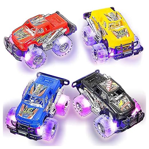 Light Up Monster Truck Set for Boys and Girls by ArtCreativity - Set Includes 2, 6 Inch Monster Trucks with Beautiful Flashing LED Tires - Push n Go Toy Cars Best Gift for Kids - for Ages 3+