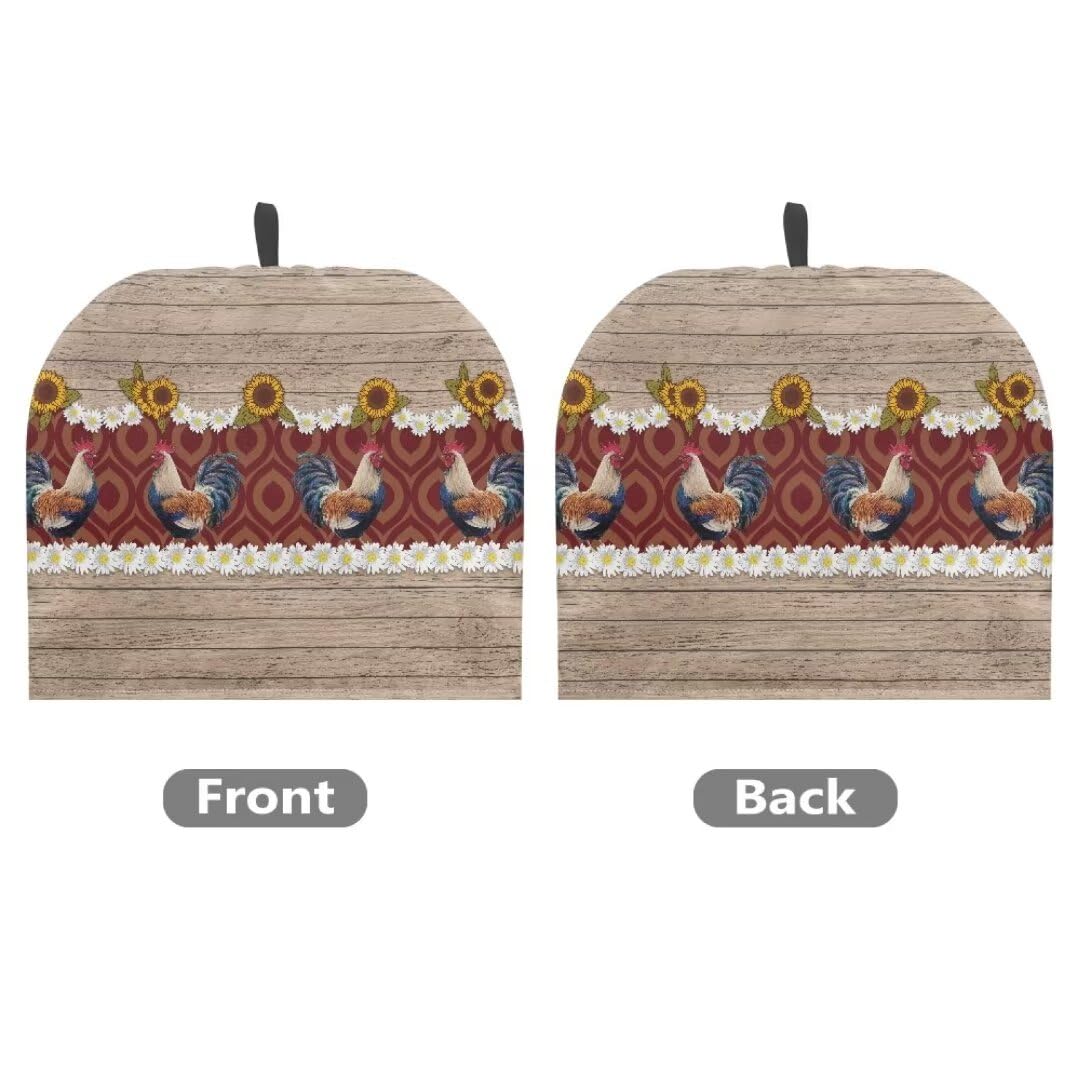 ORGYPET Roosters Tea Pot Cover for Keeping Warm Modern Breakfast Warmer Cover with Drawstring Washable Tea Cozy for Teapot Insulated Kettle Dustproof Cover Home Decor Gift for Holiday