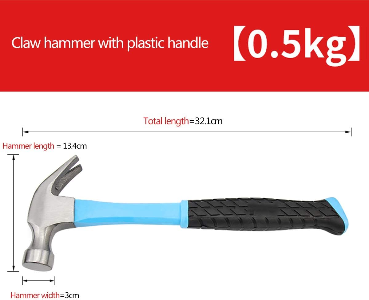 Hammer - Claw Hammer Mirror Polished Bright Hammers Head Non Slip Handle Hammer Material:High-Carbon Steel,Handle Material:PVC,Specifications:0.25KG (Size : Specifications:0.5KG)