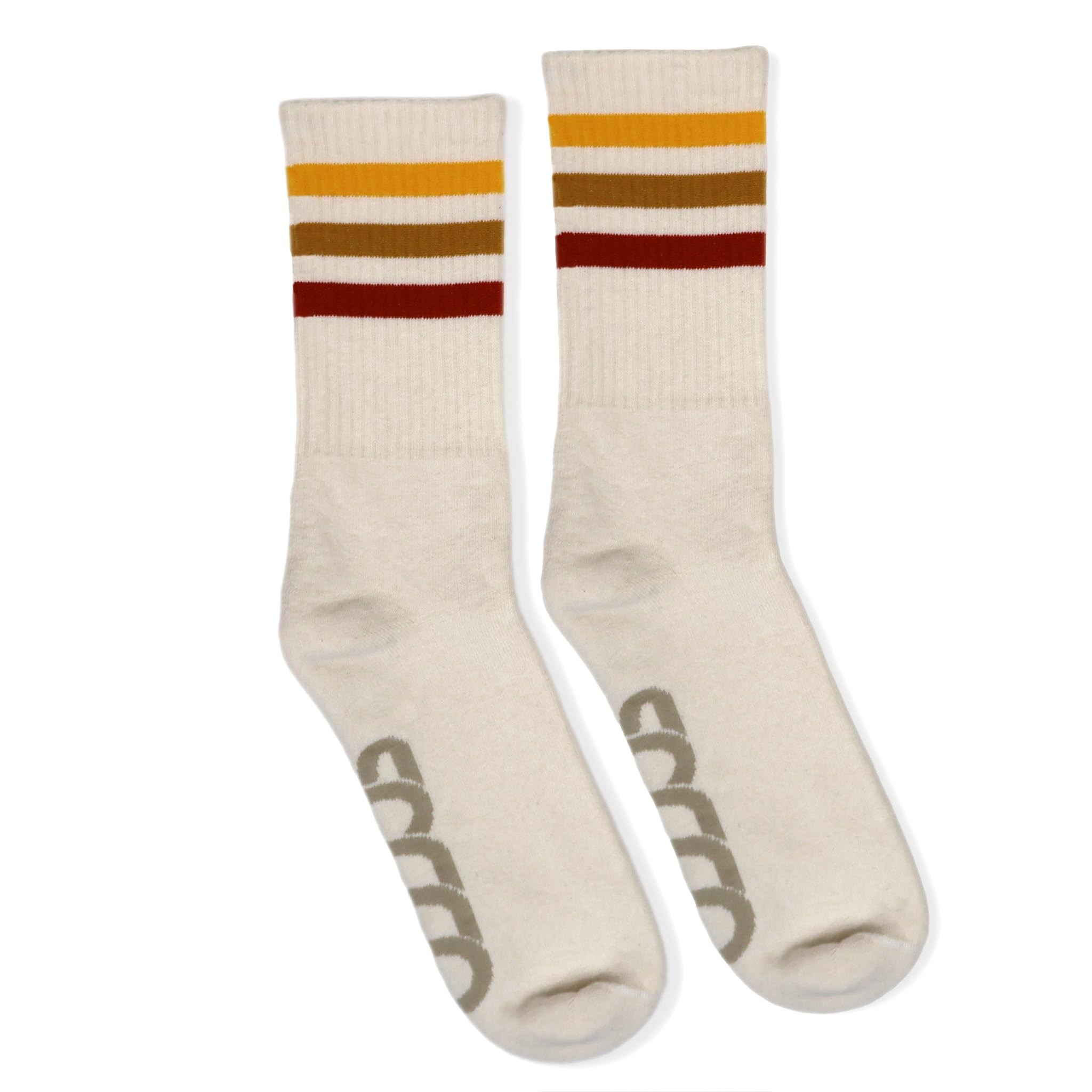 SOCCONaturals | Super Comfy and Cushy Unbleached Striped Crew Socks | Made in USA