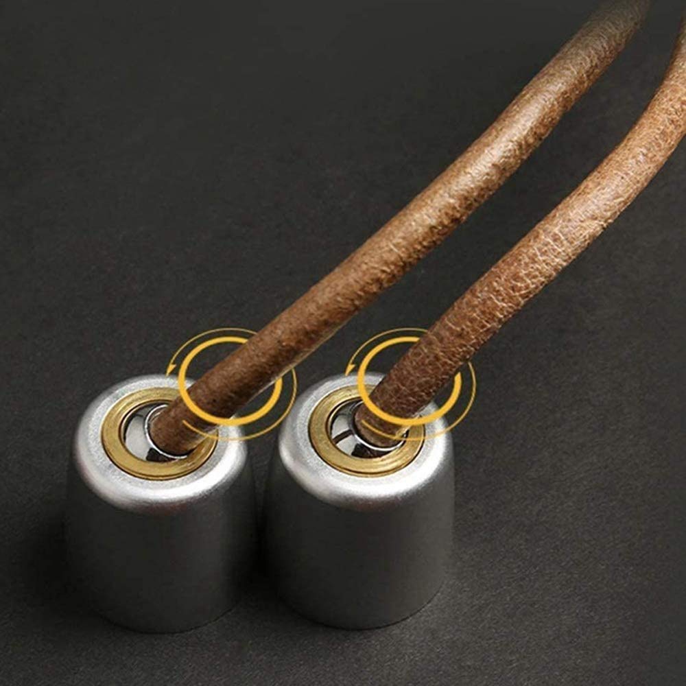 Corda per saltare con manico in legno e corda in pelle Corde per saltare a velocità regolabile per donna Uomo Esercizio fisico Palestra