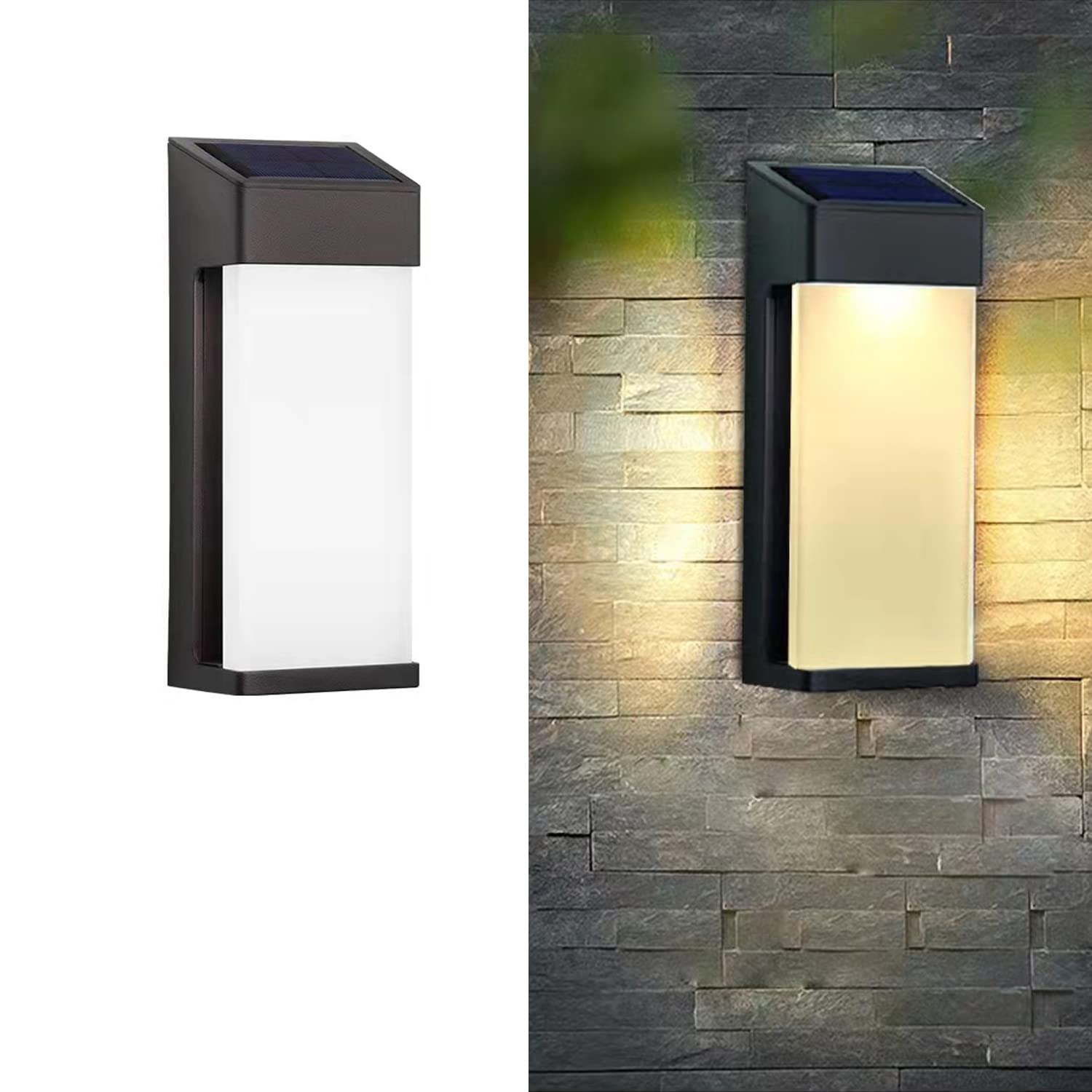 GGEROU Solar Fence Lights，2Pack Solar Deck Lights，Wall Sconce Lighting Porch Light， Auto On/Off Waterproof Solar Outdoor Lights Wall Mount Solar Diwali Diya Lights for Wall Fence Patio Post Yard Porch