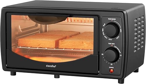 Miniatura 1 de COMFEE' Horno tostador para encimera, pequeños hornos tostadores combinados de 4 rebanadas, mini horno para pizza de 9 pulgadas, horno compacto 2