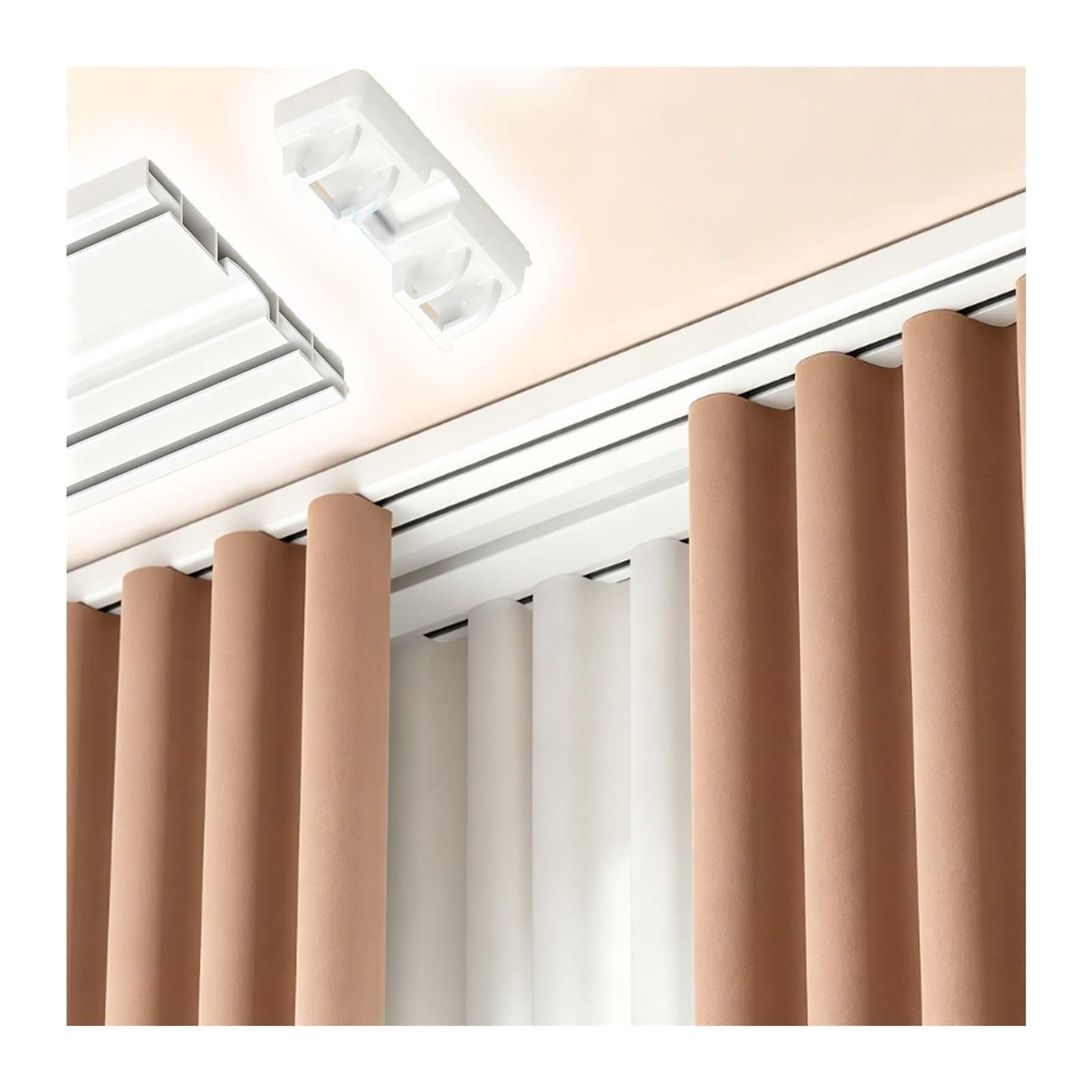 Triple-Track Curtain Rail System With Mute Smooth Sliding Rollers