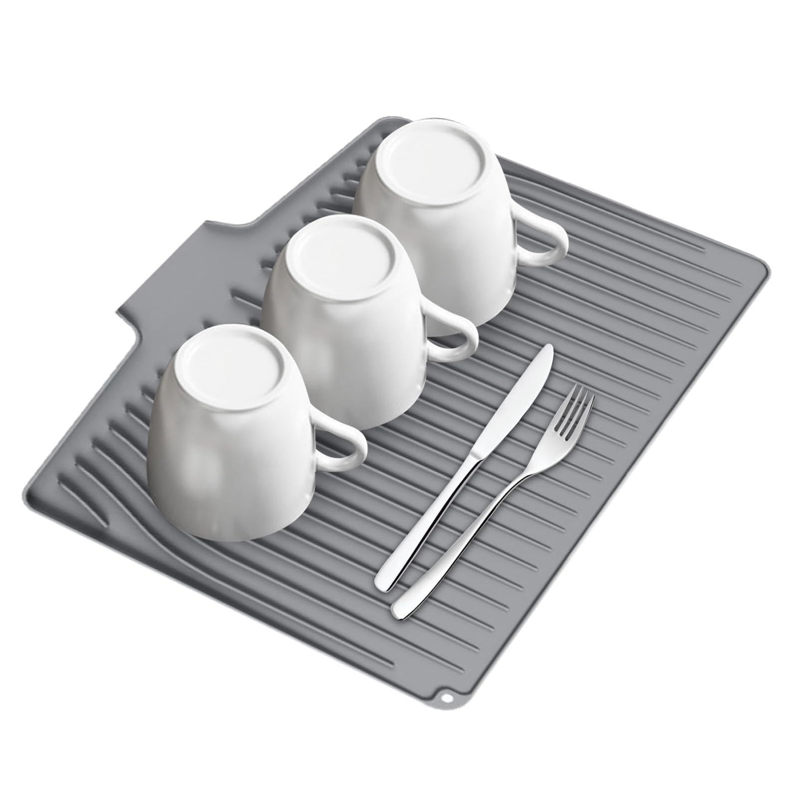 Tappetino Scolapiatti Da Cucina in Silicone Salvapiano Base di Asciugatura Resistente Al Calore E Antiscivolo Adatto per Cucine Domestiche E Ristoran, Grigio
