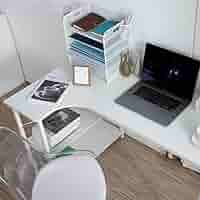 ホワイト パソコンデスクL字120cm2段ラック付デスク木製ミシン台書斎机勉強机 Amazon | KJUUJE【ホワイト】パソコンデスク L字 120cm 2段