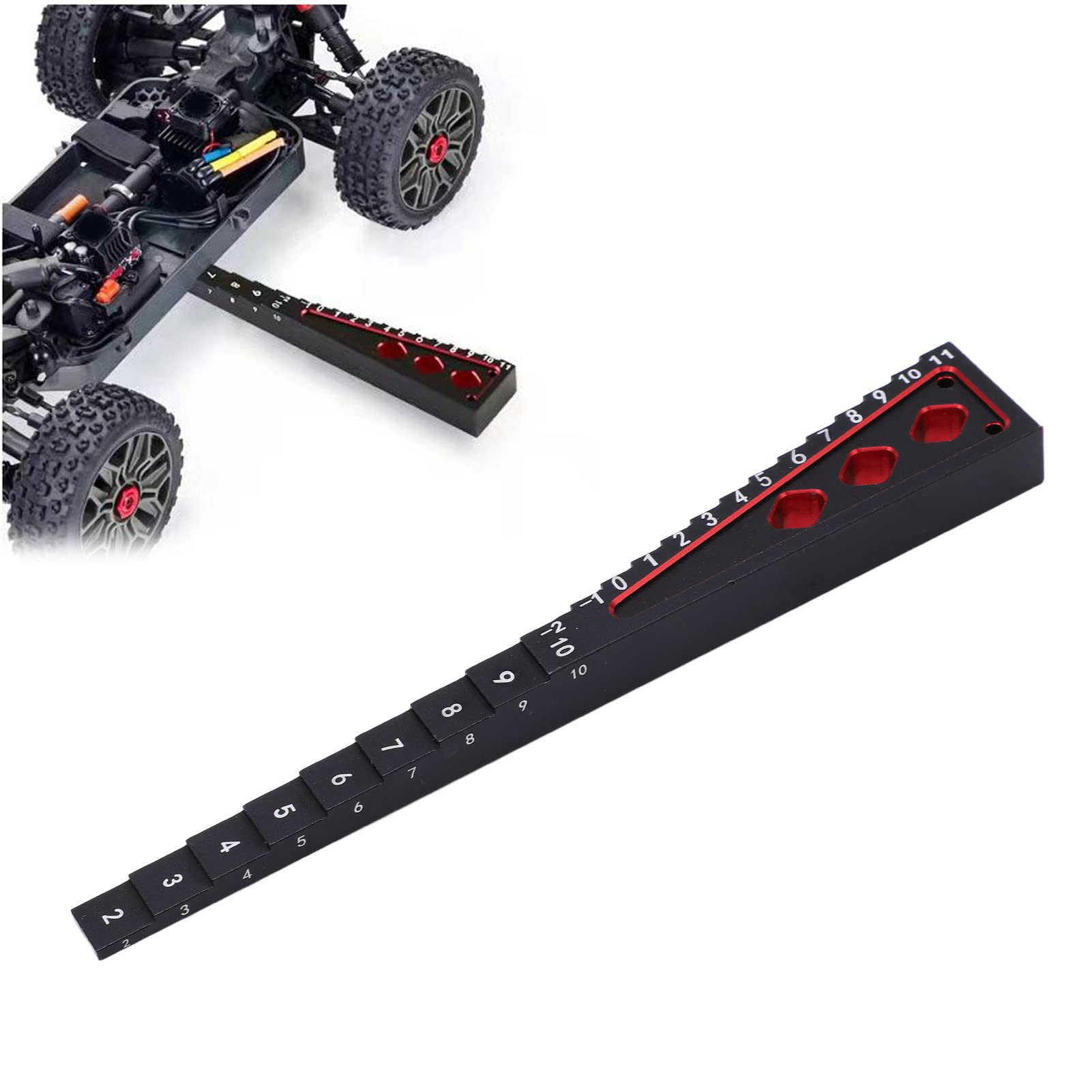 Misuratore di Altezza RC, Precisione Alta, Adatto per Auto RC 1/8 1/10, Lega di Alluminio Nero Rosso, for Modellismo, DIY, Personalizzazione