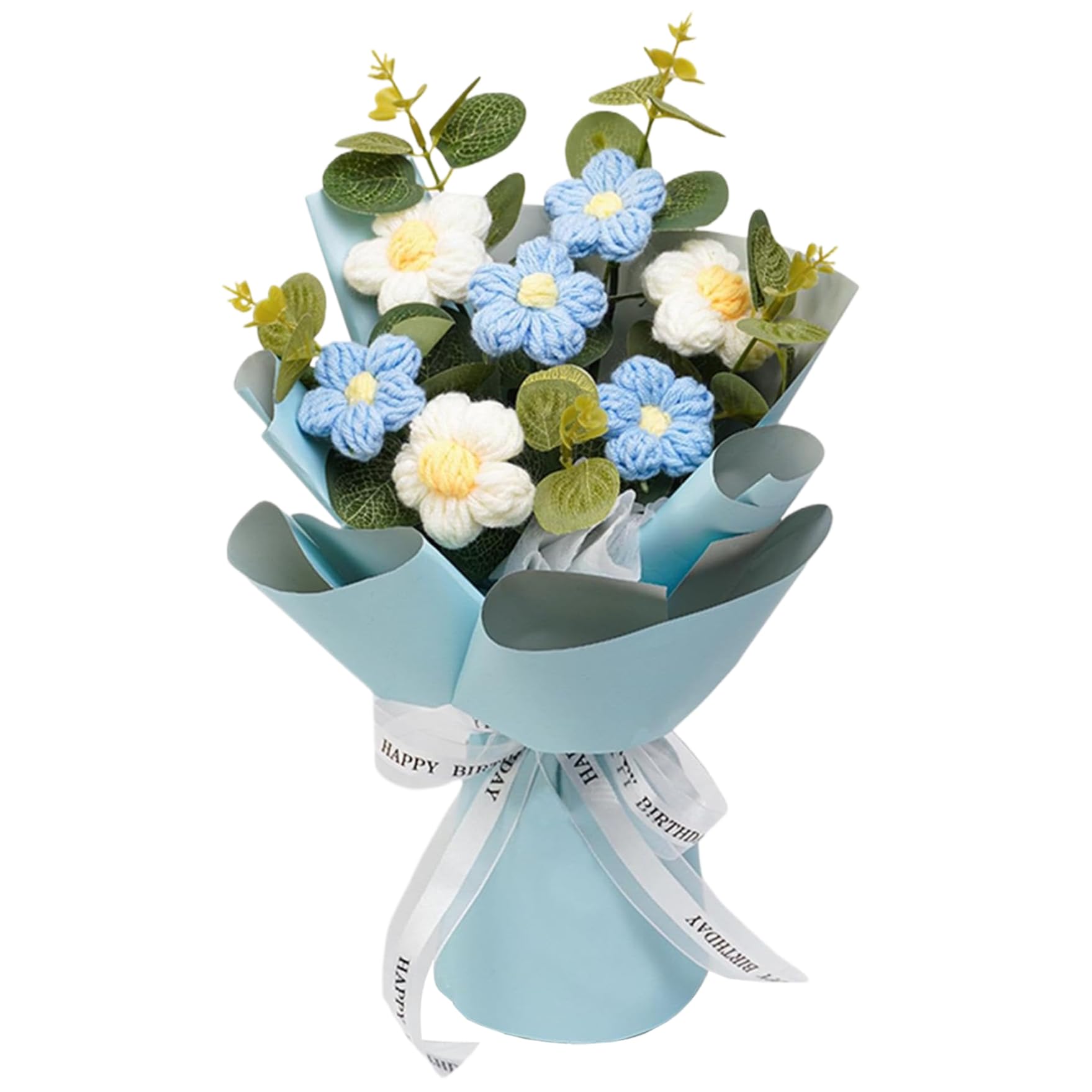 Bouquet de Fleurs au Crochet Bleu 9x13 - Fleurs Artificielles Décoration Intérieure