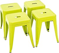 Vista 11 de Brage Living Juego de 2 taburetes industriales de metal de 18 pulgadas, taburetes cortos apilables para aula, sillas de comedor de metal sin espalda