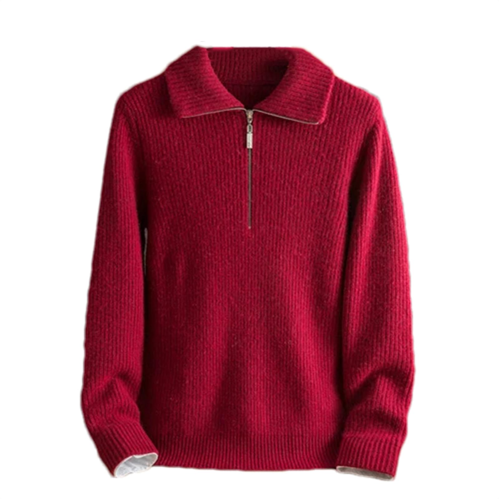 Pull 100% cachemire pour hommes de grande taille, tricot d'hiver chaud à fermeture éclair - 8