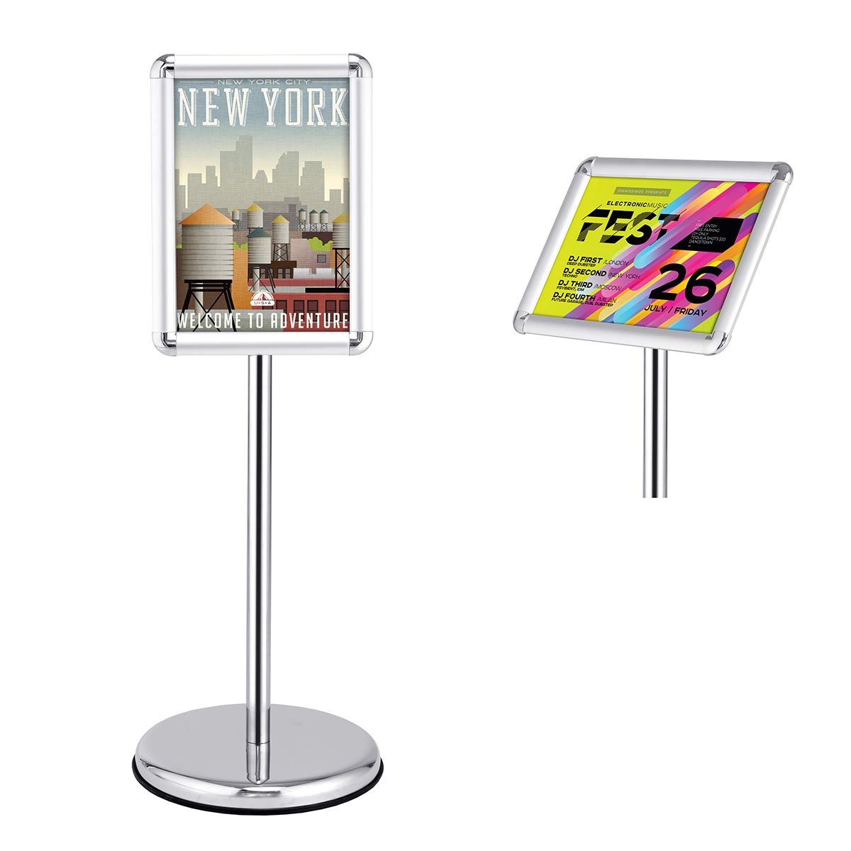 GOPLUS Porte Affiche A3/A4 sur Pied en Aluminium,Panneaux d'Affiche Rotation 360°&Hauteur Réglable, Présentoir sur Pied pour Mariage, Musée, Fête (Argent, A4)