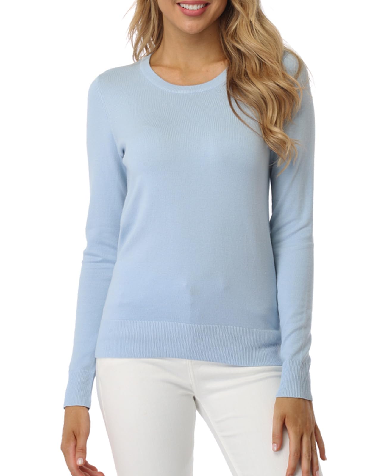 fuinloth Women's Jumper, Lightweight Crewneck Long Sleeve Pullover Sweater