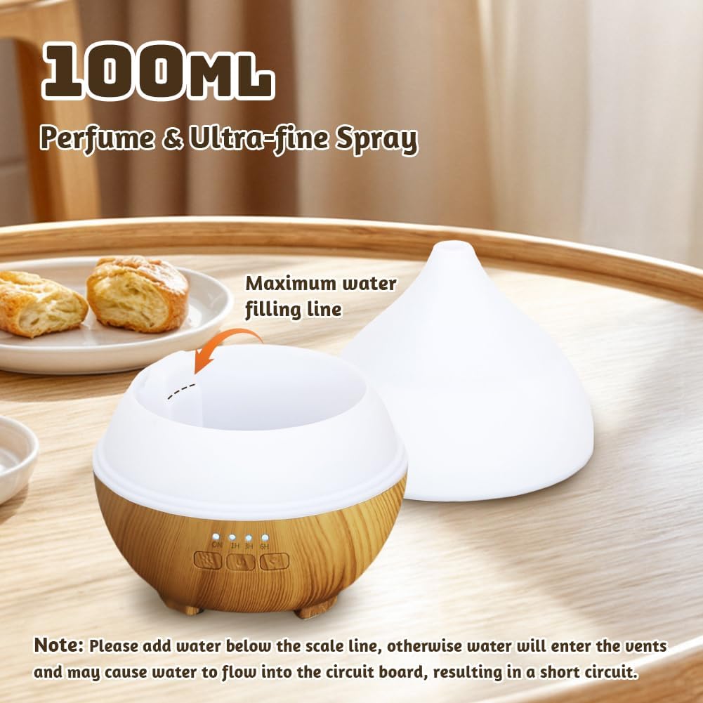 flintronic Diffusore di Oli Essenziali, 100ml Ultrasuoni Diffusore di Aromi Umidificatore Ambiente, Con LED a 7 colori, per Camera da Letto, SPA, Ufficio, Neonato