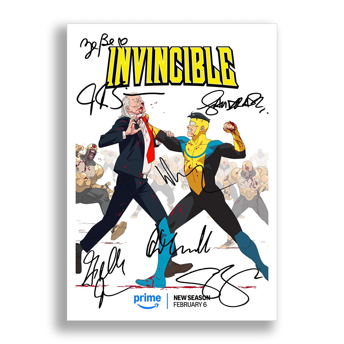 Invincible Cast Signed Autograph Poster Photo Print Framed Memorabilia Tv Show Series Season Gift Steven Yeun Sandra Oh J. K. Simmons (A4 POSTER ONLY) โ image 1