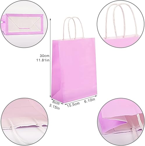 Miniatura 5 de Larcenciel 12 bolsas de regalo con papel de seda, bolsas de papel de 6 colores con asas, bolsas de regalo de fiesta de arcoíris, bolsas de dulces,