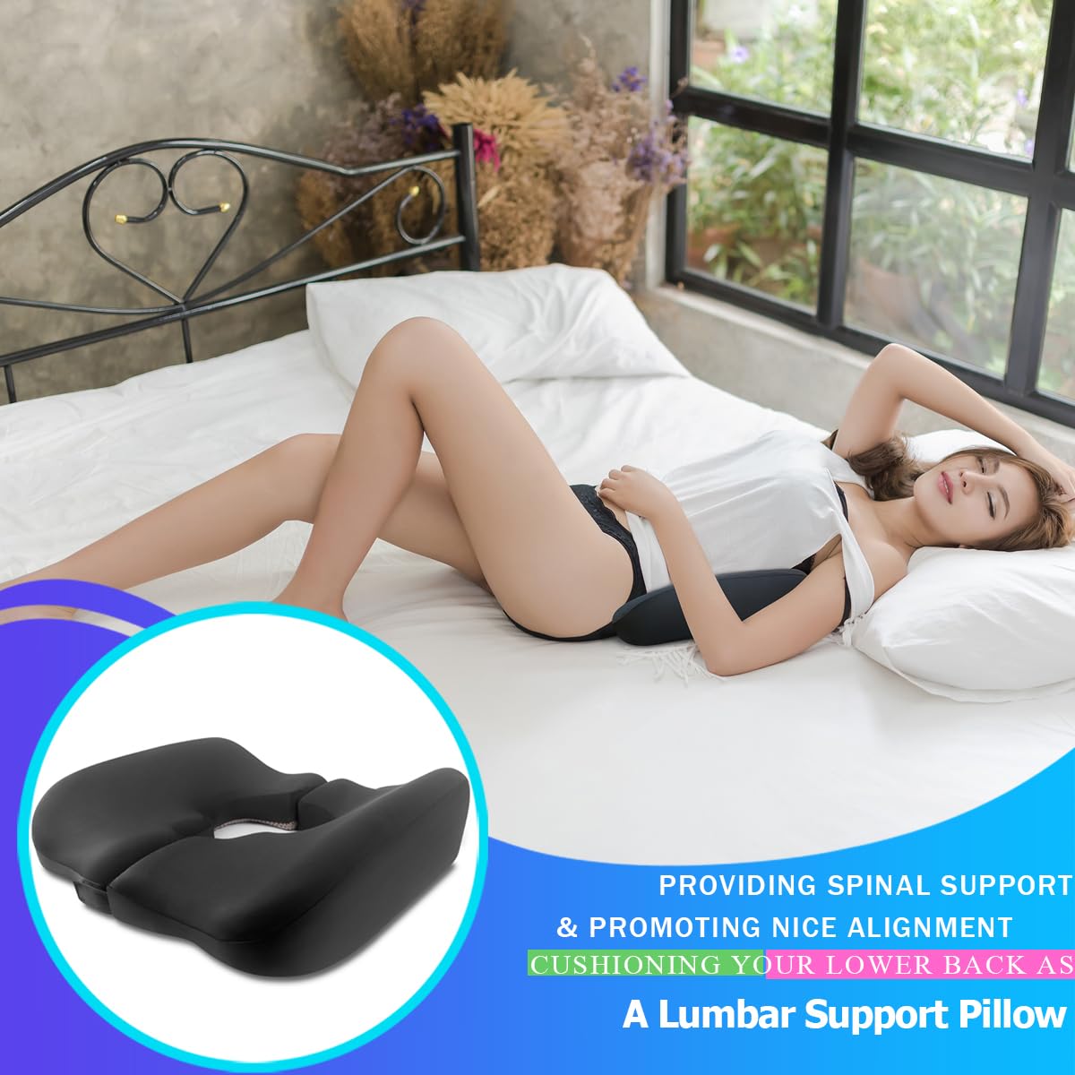 Cojín de espuma viscoelástica para personas impulsadas por cama, cojín de alivio de presión para dormir y sentarse, cojín de asiento de espuma viscoelástica para aliviar las llagas de cama y la fatiga