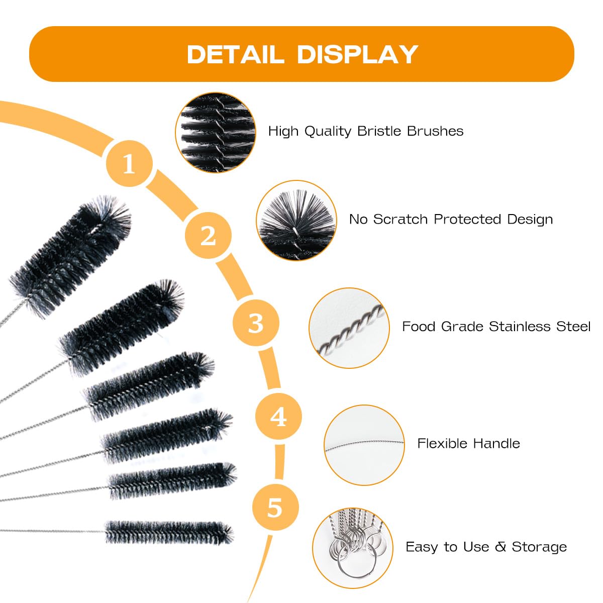 Brush Family Straw Cleaner Brush Set - 6 Piece Kit -5