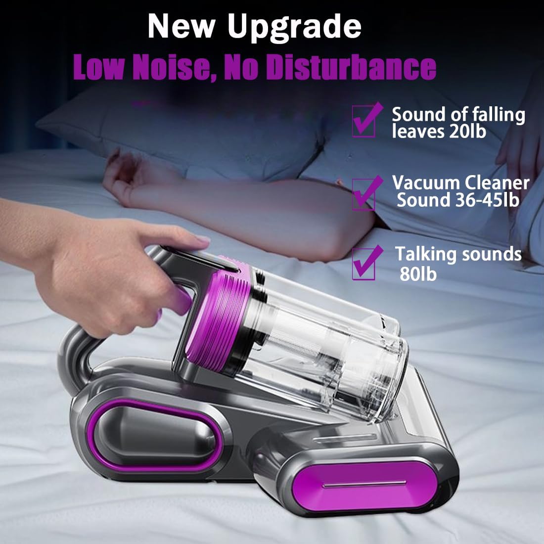 Mattress Vacuum Cleaner, 16Kpa Bed Vacuum Cleaner with 253.7nm UV-C Light, 140°F Heat, HEPA Filter & Ultrasonic, Versatile Handheld Vacuums for Bed, Sofa, Couch, Crib(Corded, 500W)