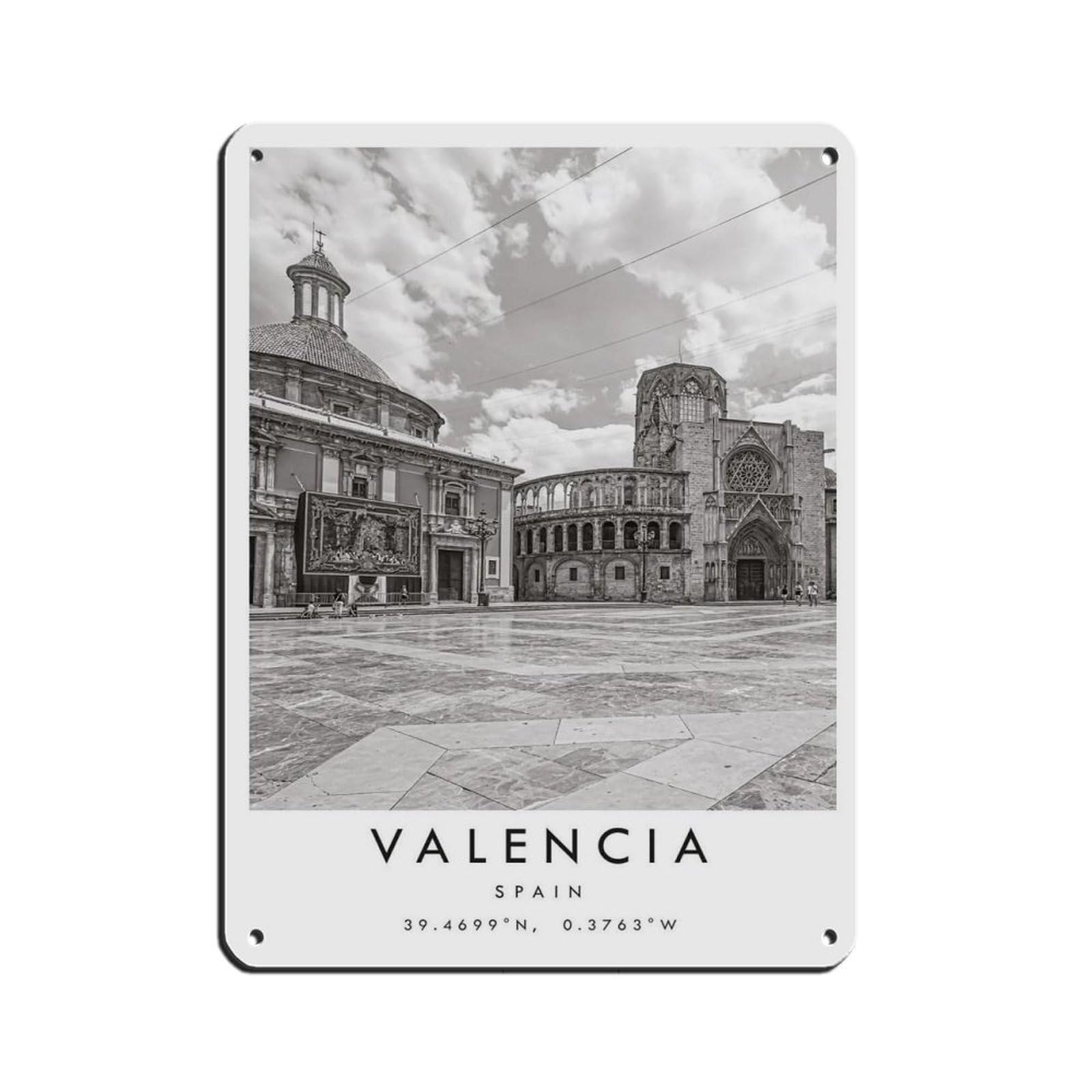 Valencia Travel Retro Poster Metal Tin Sign Chic Art Retro Iron Painting Bar People Cave Cafe Family Garage Poster Wall Decoration 12x16inch(30x40cm)