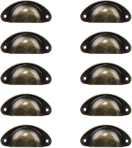 uxcell Tirador de gabinete de 1.6 pulgadas, centro de agujeros para computadora, escritorio, cajón, caja de almacenamiento de joyas, tono bronce, 10